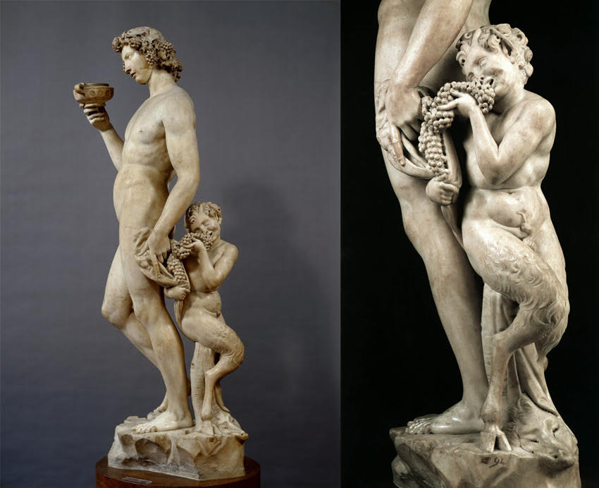 Guden Bacchus och Guden Pan, Michelangelo Buonarroti