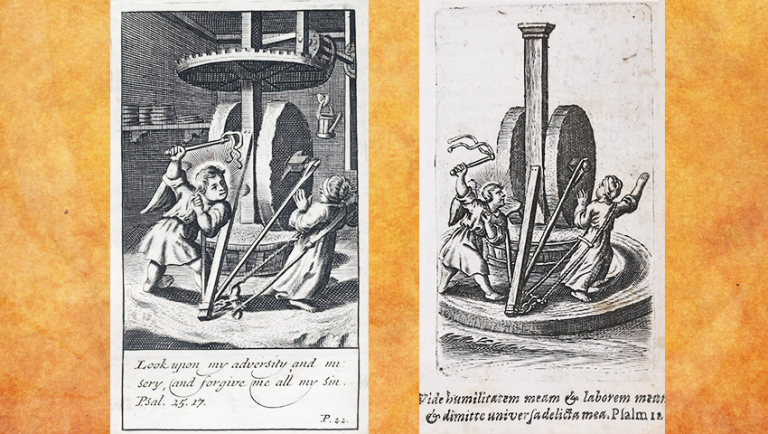 Pia Desideria, L’âme attachée à un joug, mouvant la pierre d’un moulin ou moulin à huile