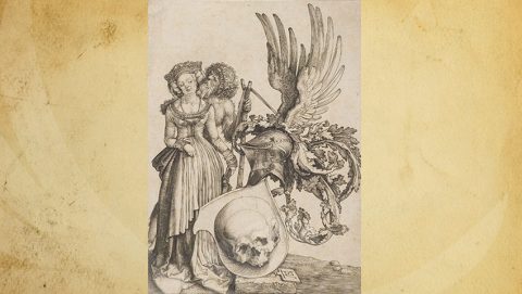 Cele trei vârste sau blazon cu un calaver, — Albrecht Dürer, (1471 și 1528)