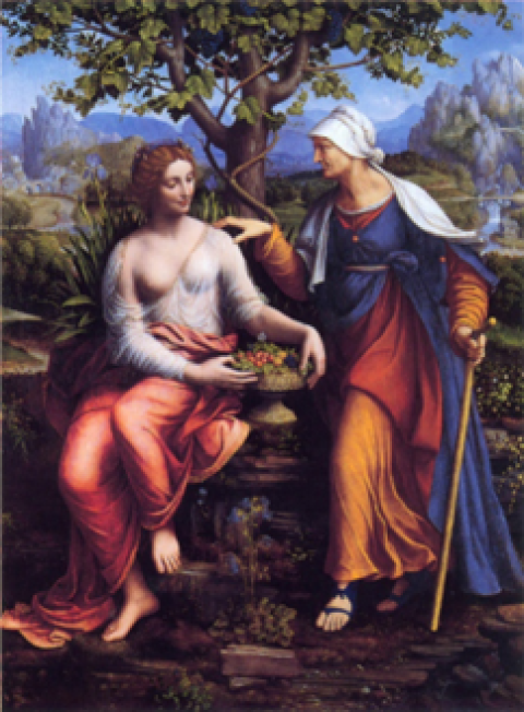  La déesse Pomone et la vieille femme,
Giovanni Francesco Melzi (1493-1572)