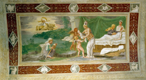 Fresco del techo, Palazzo del Te, Italia, alrededor de 1531, Giulio Romano  (1499-1546)