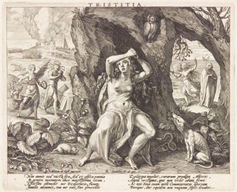 Tristitia, ‘la tristeza’, Los rasgos humanos negativos, Raphael Sadeler y Maarten de Vos Tristitia, ‘la tristeza’, Los rasgos humanos negativos