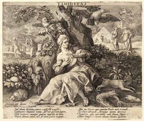 "Timiditas", El temor, Raphael Sadeler y Maarten de Vos "Timiditas", El temor